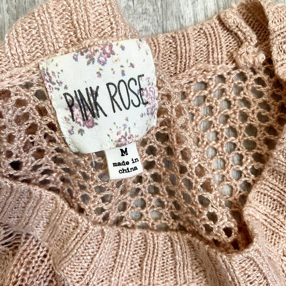 Light Peach Knit Long Sleeve Sweater by Pink Rose in Medium Cotton Blend - Picture 7 of 7